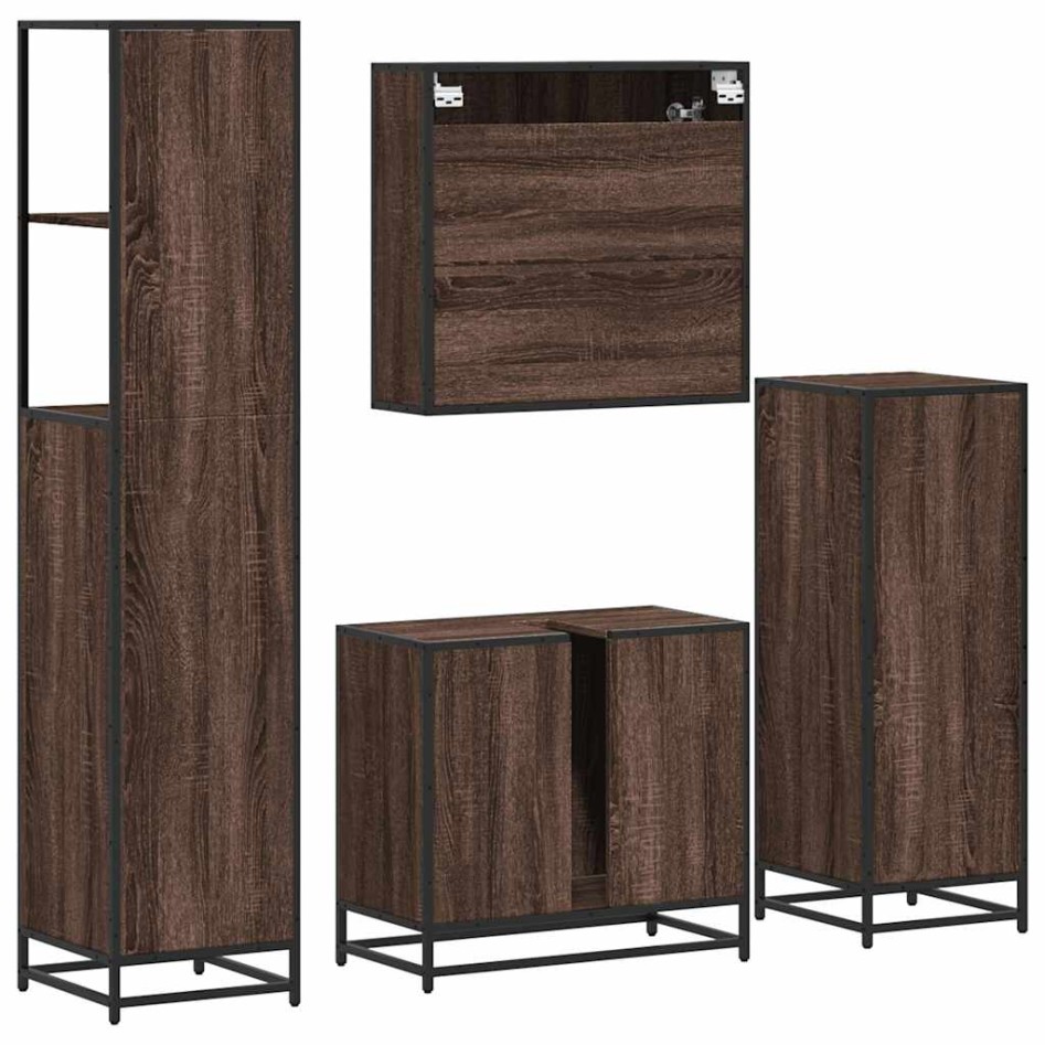 Set de muebles baño 4 pzas madera contrachapada roble