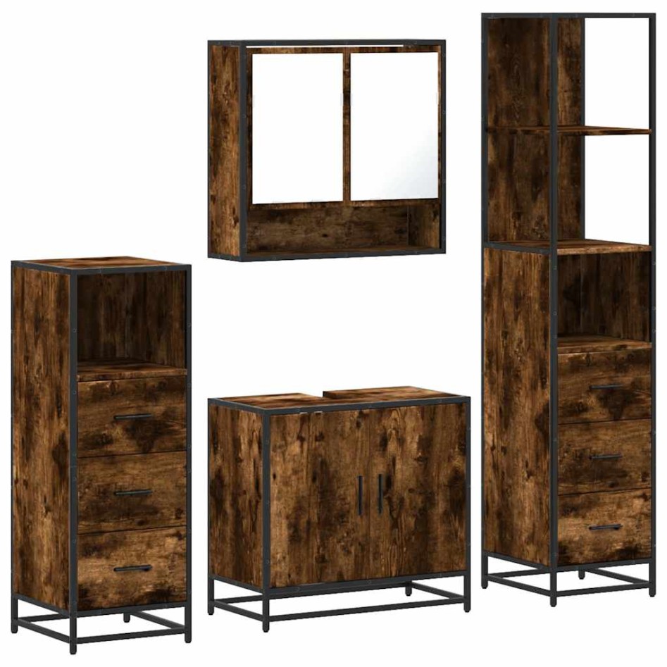 Set de muebles baño 4 pzas madera contrachapada roble