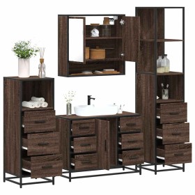 Set de muebles baño 4 pzas madera contrachapada roble