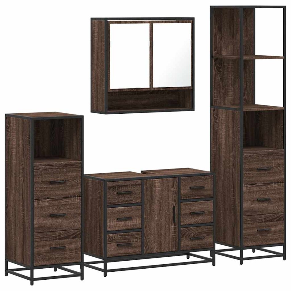 Set de muebles baño 4 pzas madera contrachapada roble
