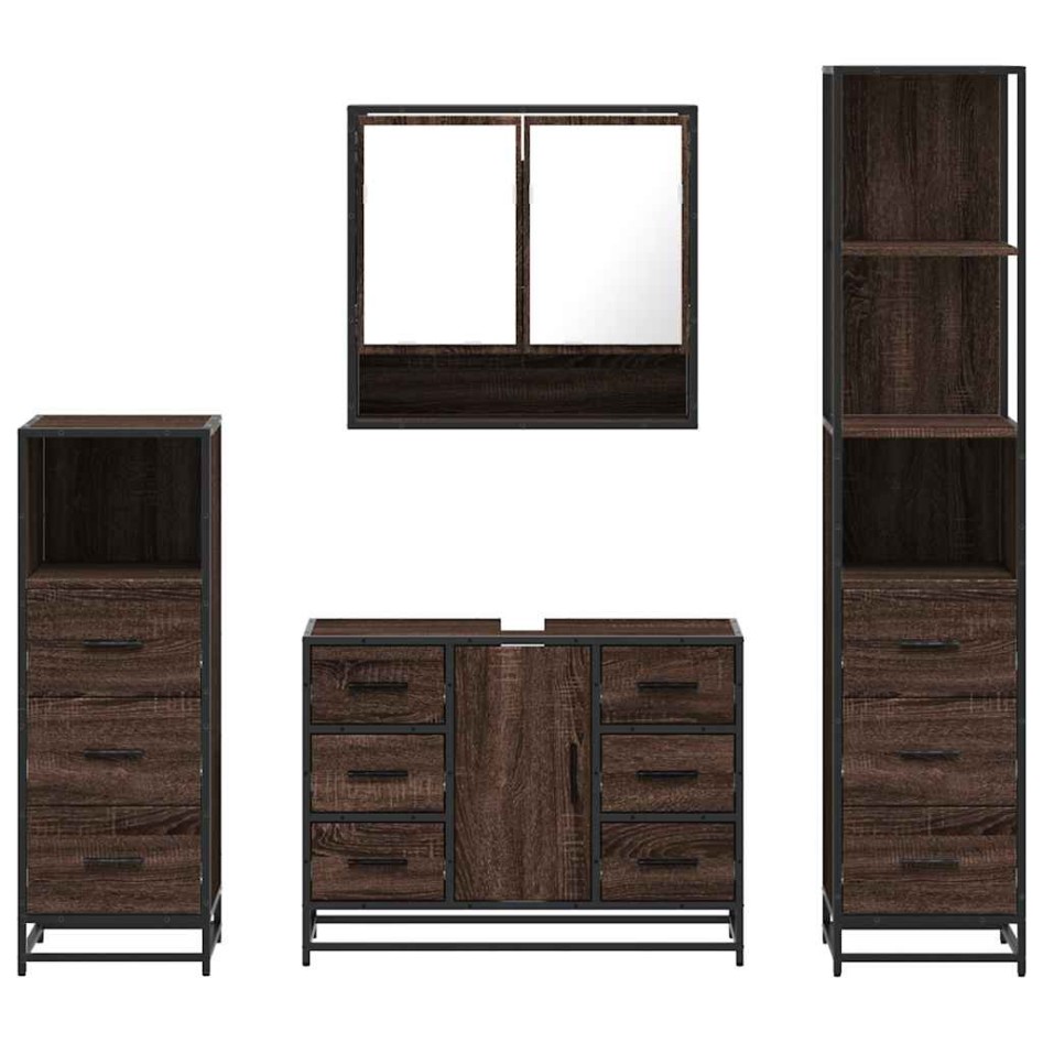 Set de muebles baño 4 pzas madera contrachapada roble