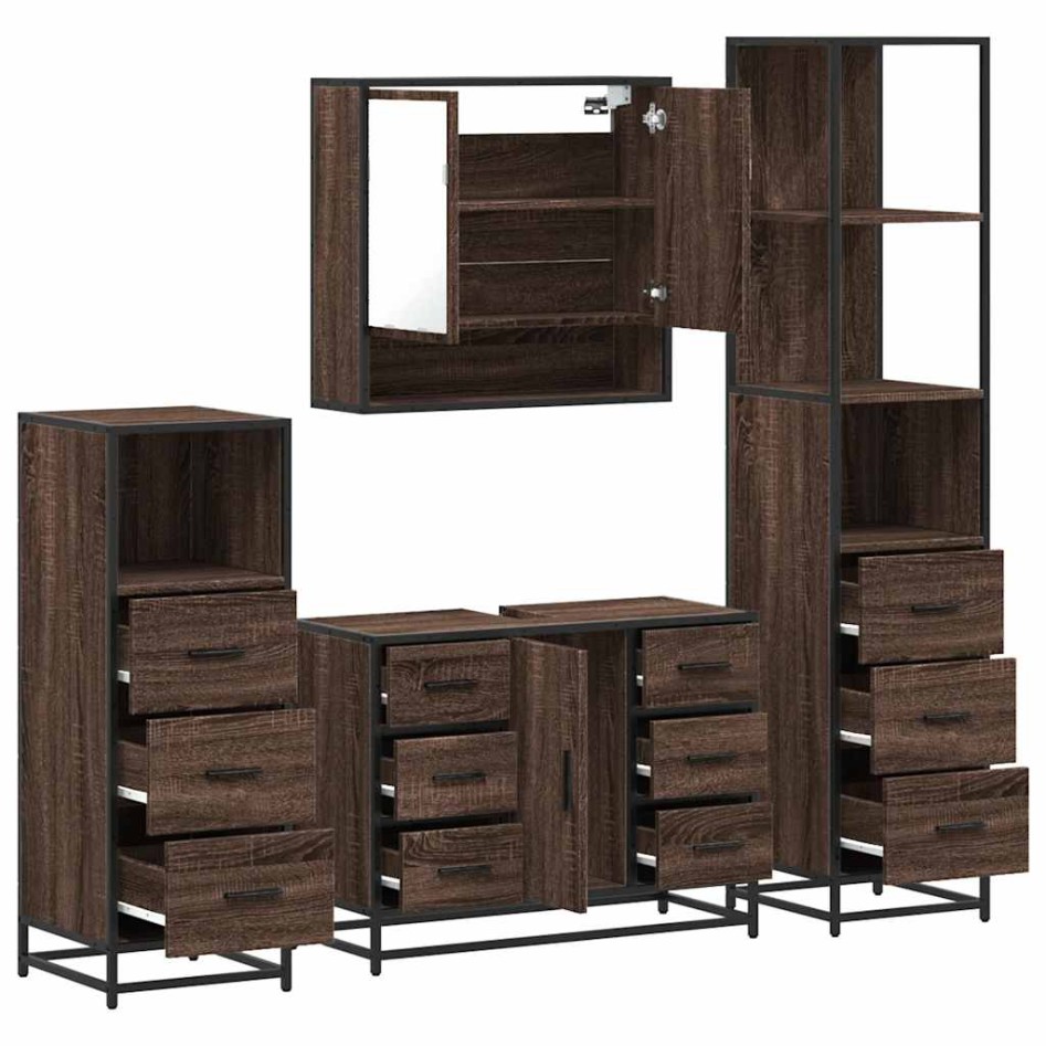 Set de muebles baño 4 pzas madera contrachapada roble