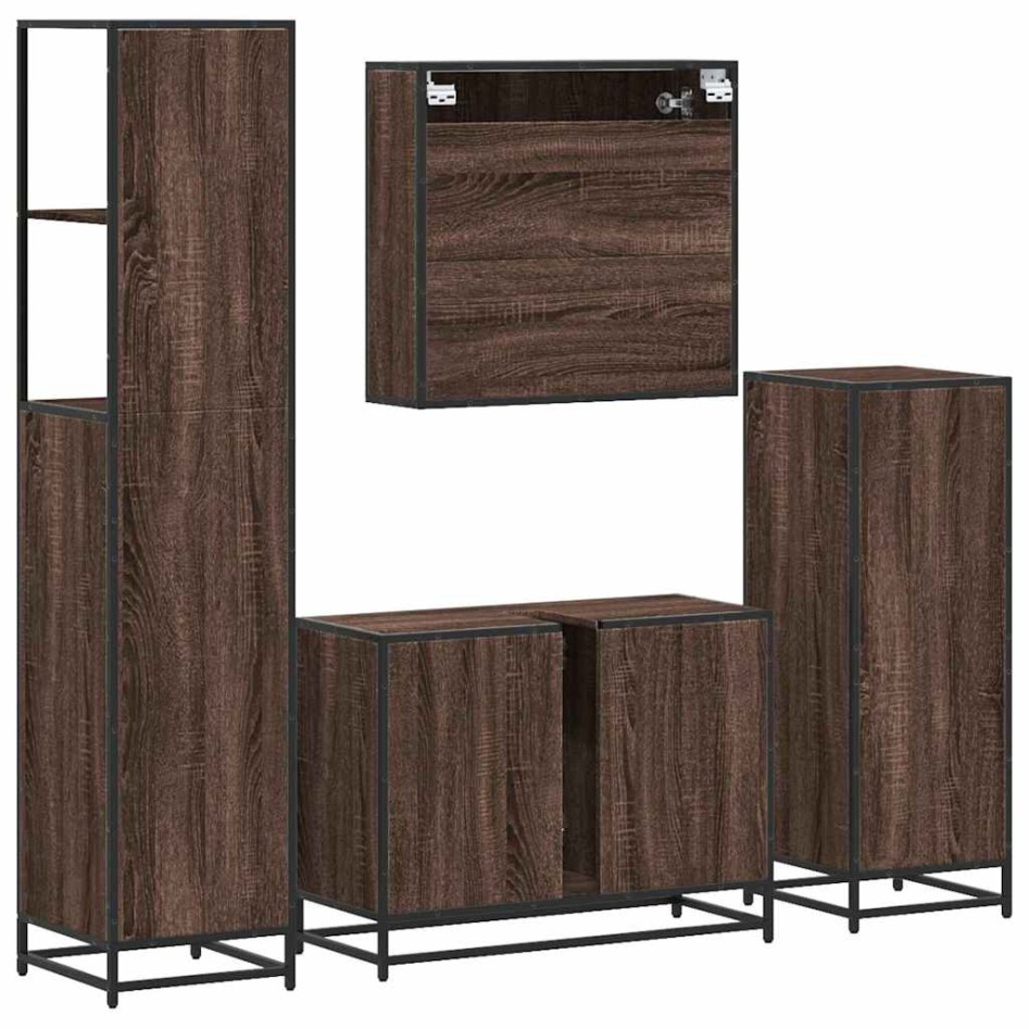 Set de muebles baño 4 pzas madera contrachapada roble