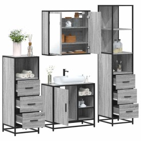 Set de muebles de baño 4 pzas madera contrachapada gris