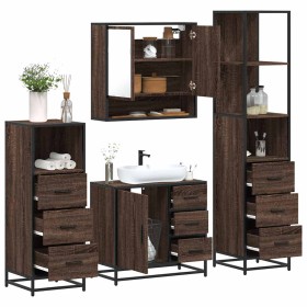 Set de muebles baño 4 pzas madera contrachapada roble