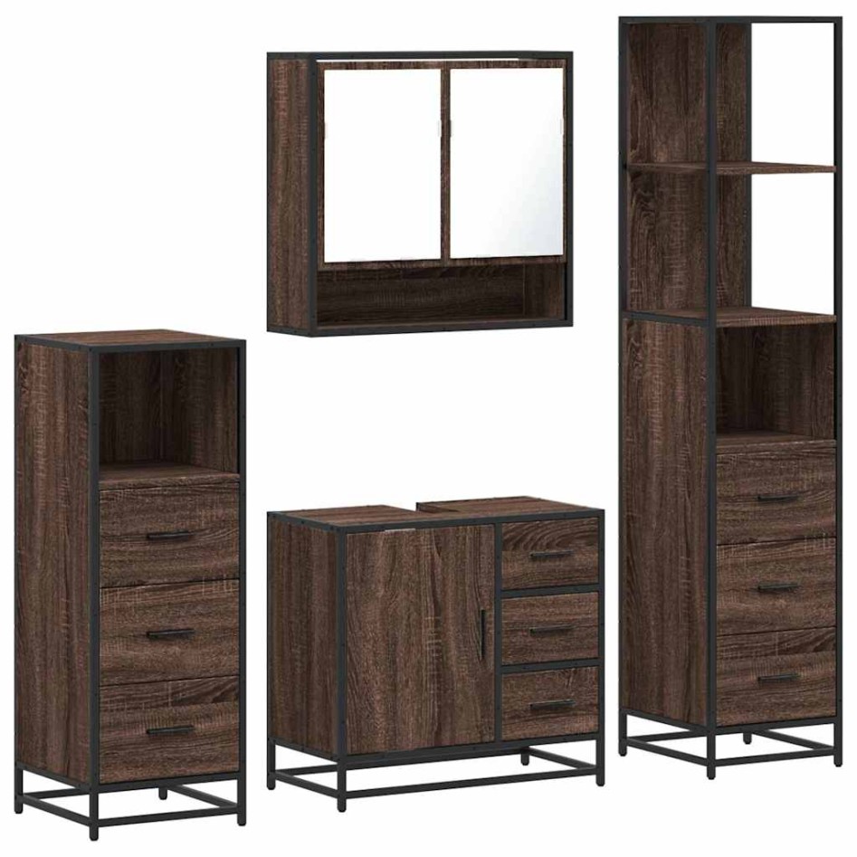 Set de muebles baño 4 pzas madera contrachapada roble