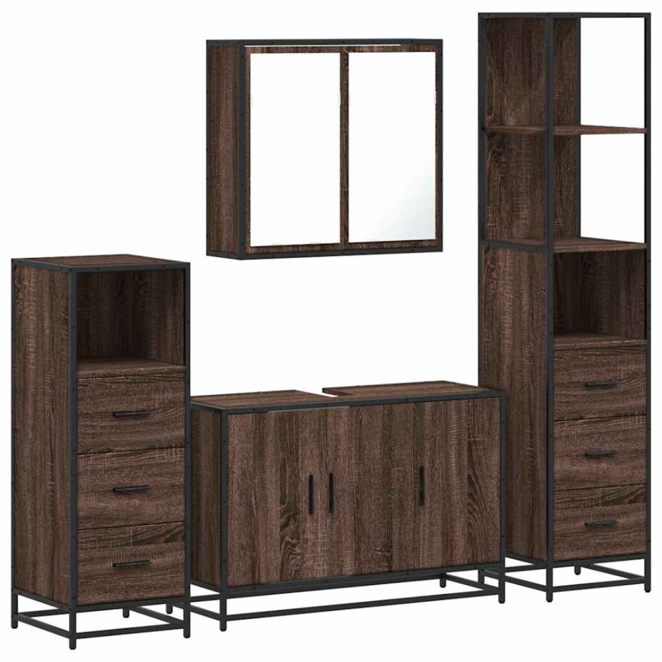 Set de muebles baño 4 pzas madera contrachapada roble