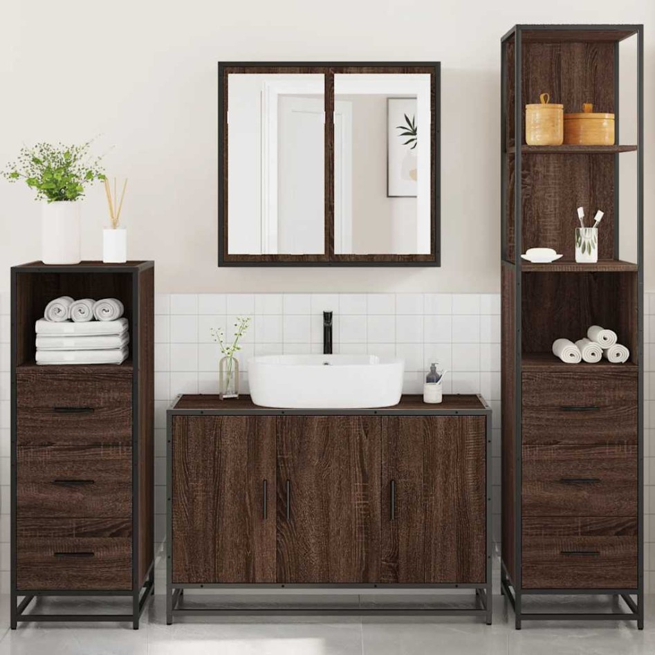 Set de muebles baño 4 pzas madera contrachapada roble
