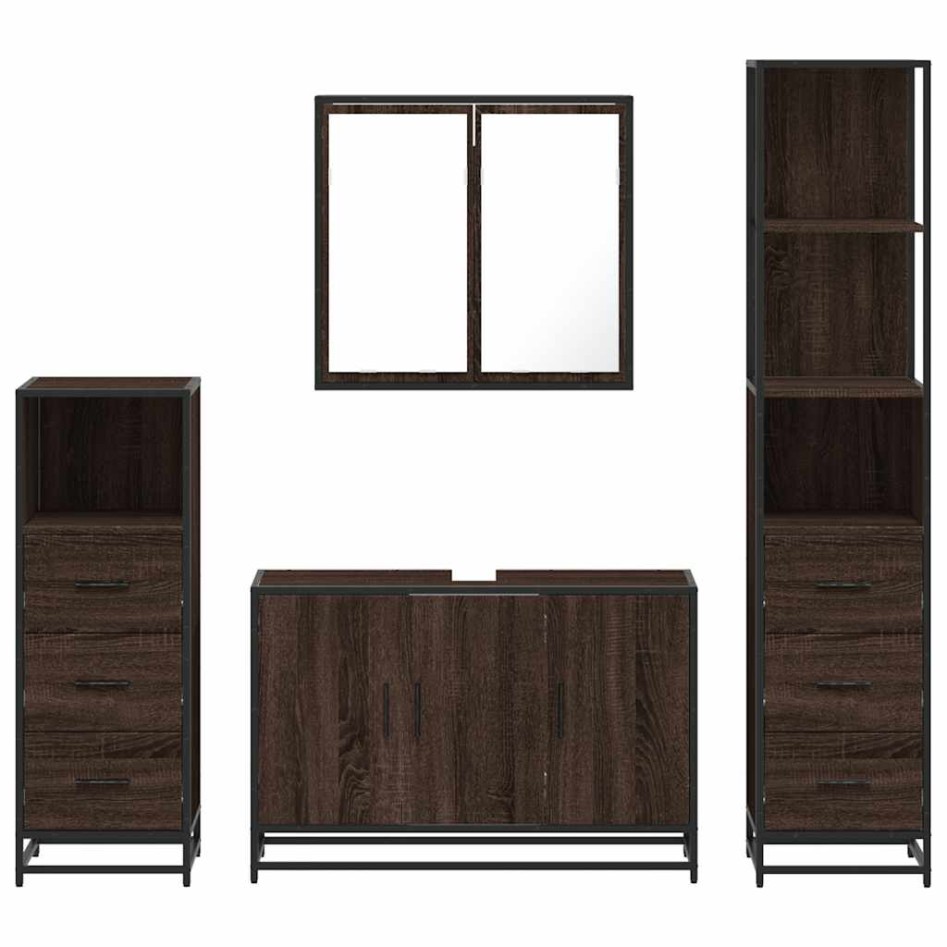 Set de muebles baño 4 pzas madera contrachapada roble