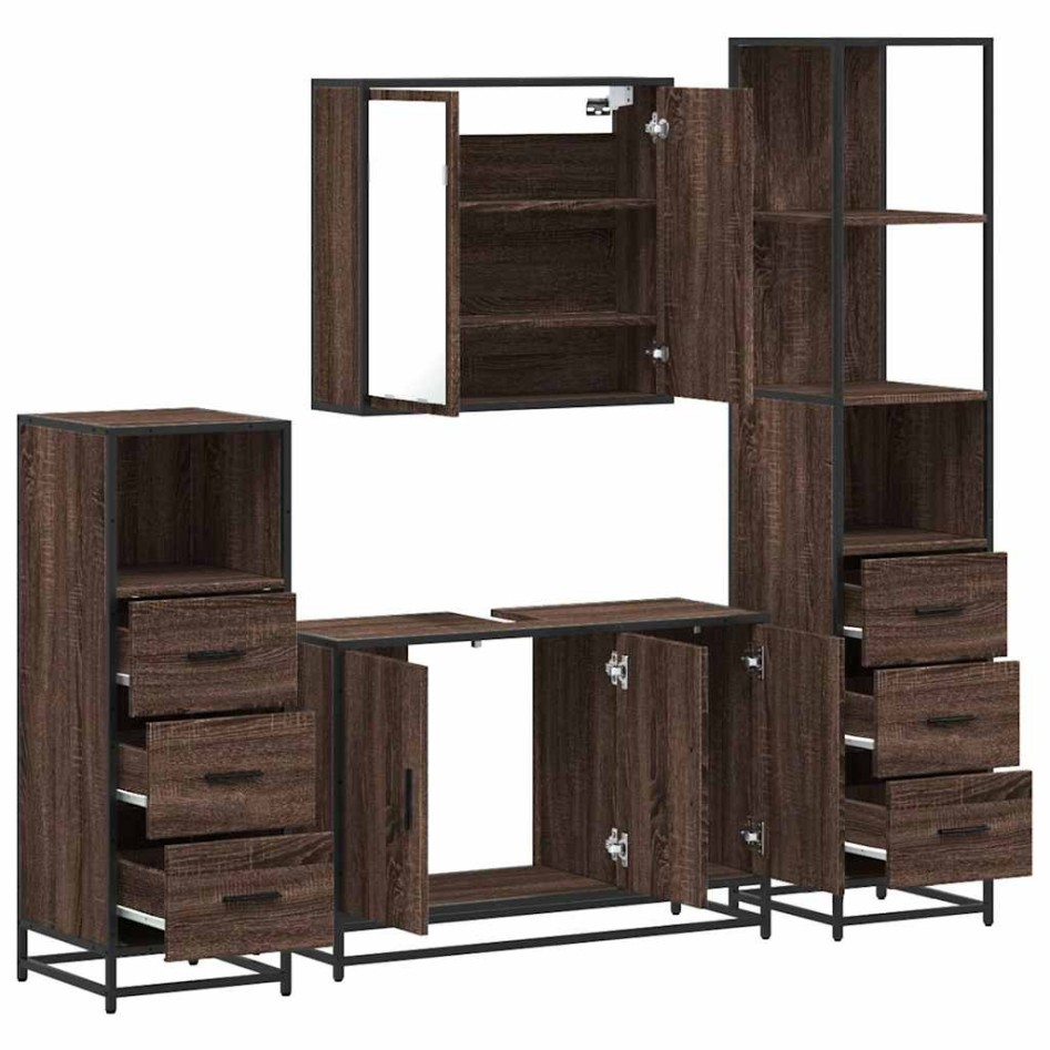 Set de muebles baño 4 pzas madera contrachapada roble
