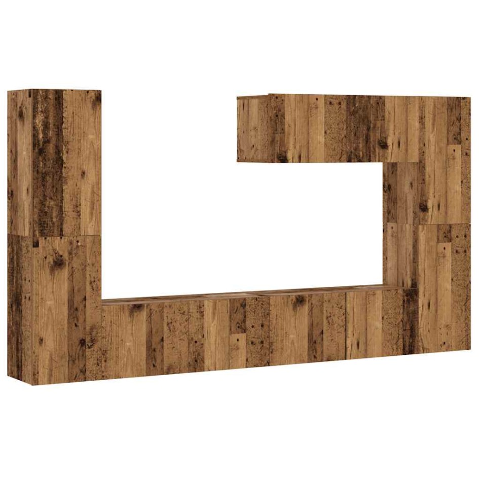 Muebles de TV de pared 7 uds madera vieja madera de
