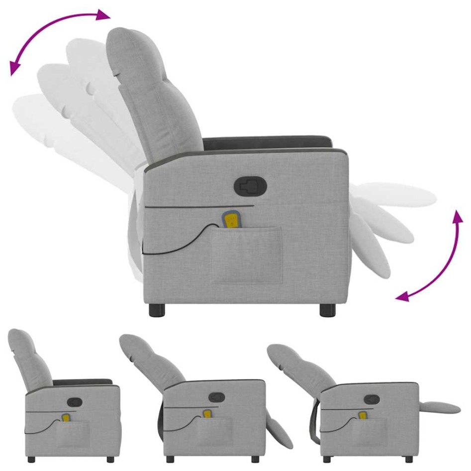 Sillón de masaje reclinable de tela gris