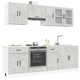 Mueble cocina Kalmar gris hormigón 8 pzas madera