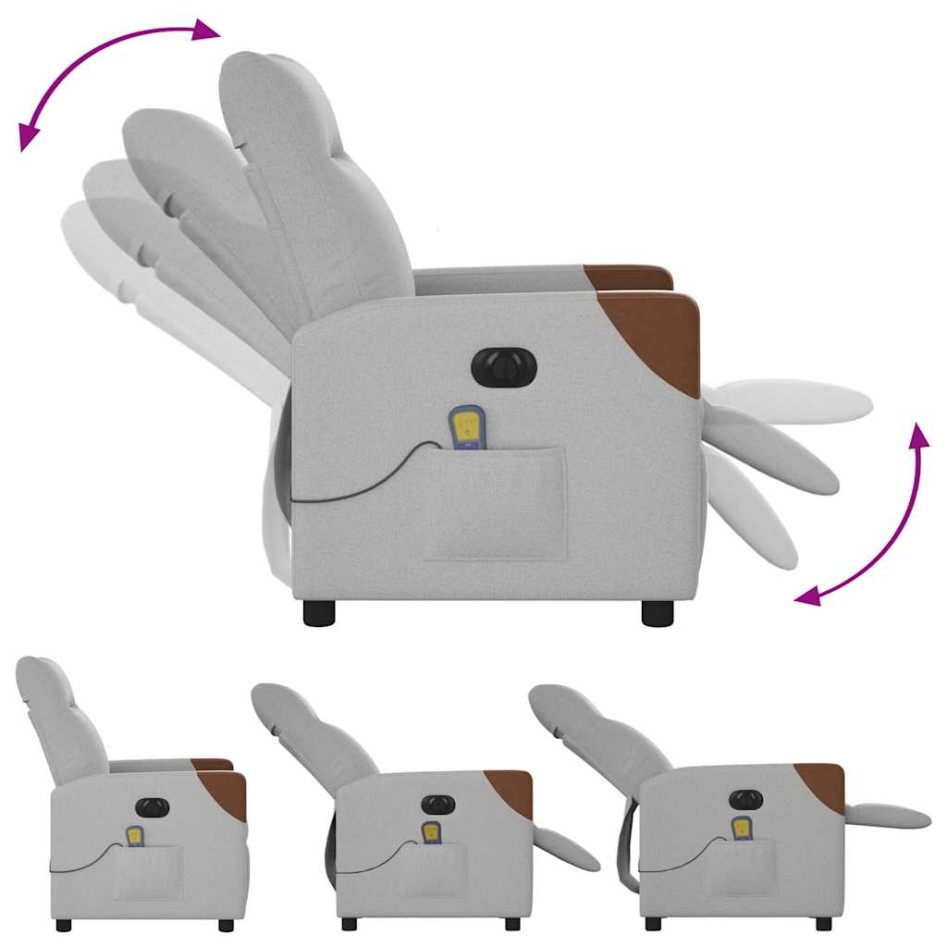 Sillón reclinable de masaje eléctrico tela gris