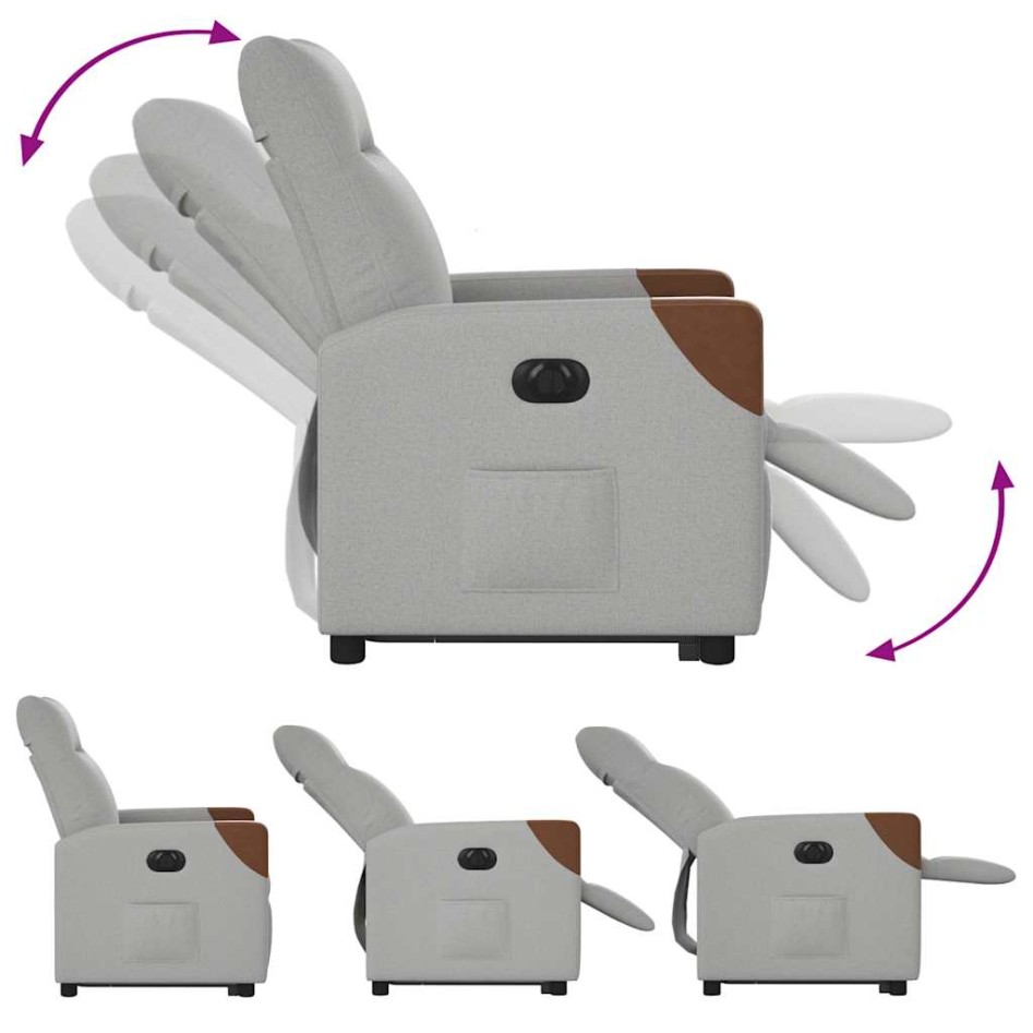 Sillón eléctrico reclinable elevable de tela gris