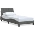 Estructura de cama sin colchón tela gris oscuro 90x190