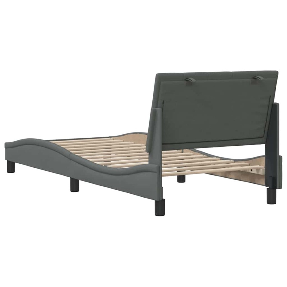 Estructura de cama sin colchón tela gris oscuro 90x190