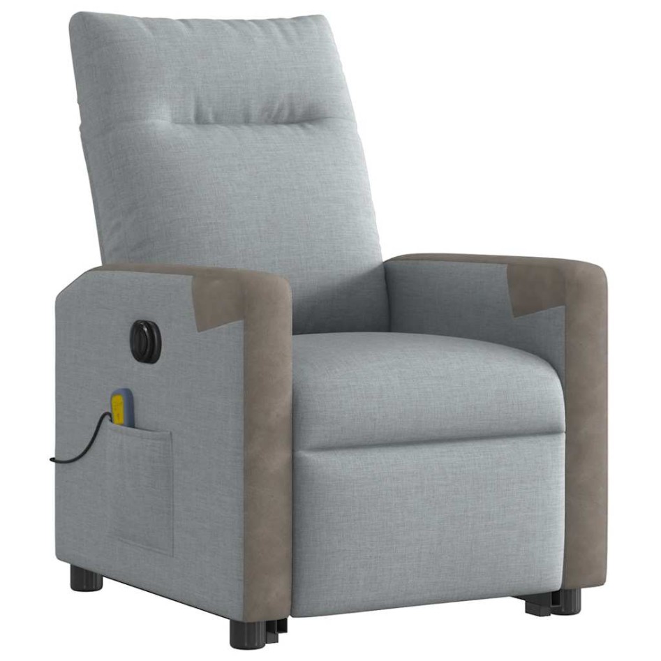 Sillón de masaje eléctrico reclinable elevable tela gris