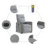 Sillón de masaje eléctrico reclinable elevable tela gris