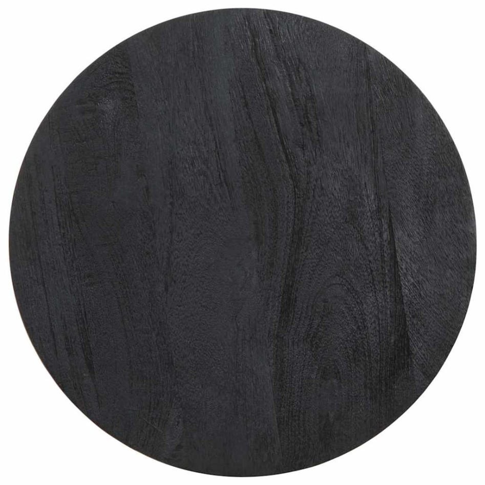 Mesa auxiliar madera maciza de mango negra Ø40x40