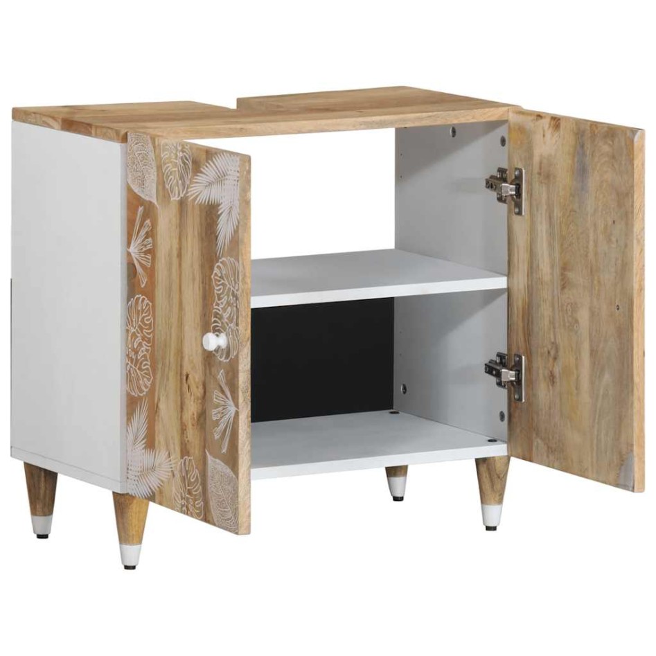 Armario de lavabo para baño madera maciza de mango 62x33x58