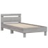 Estructura de cama cabecero luces LED gris Sonoma 100x200