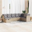Set de sofás de jardín y cojines 8 piezas ratán sintético beige