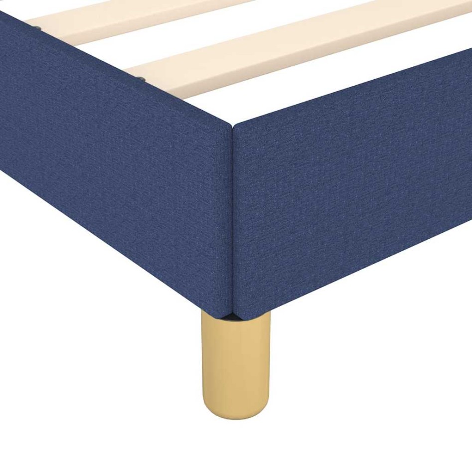 Estructura de cama con cabecero sin colchón tela azul 80x200
