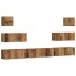 Conjunto de mueble de TV 7 piezas montado la pared madera