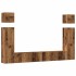 Conjunto de mueble de TV 6 piezas montado la pared madera