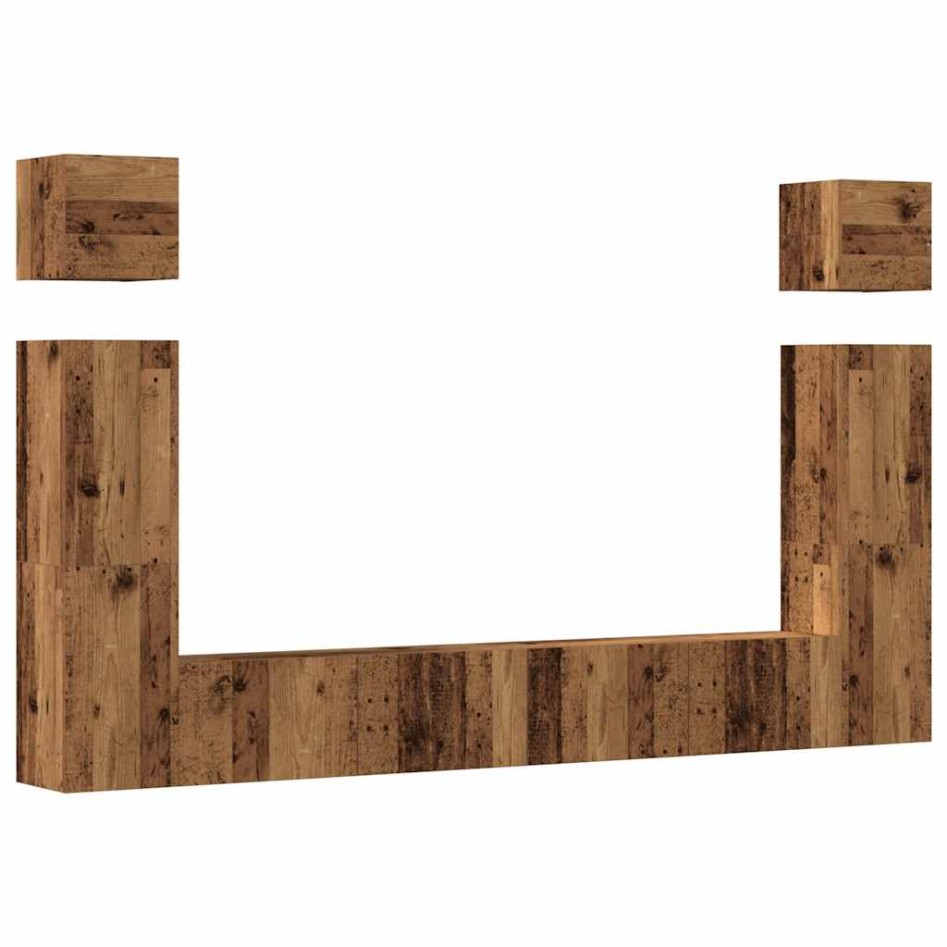 Conjunto de mueble de TV 6 piezas montado la pared madera