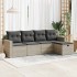 Set de sofás jardín y cojines 5 pzas ratán sintético gris