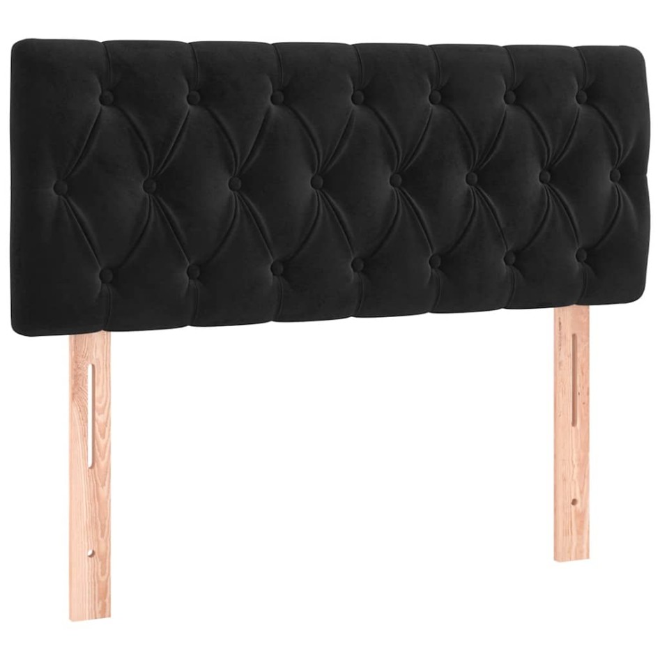 Cama box spring con colchón y LED terciopelo negro 120x190