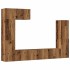 Conjunto de mueble de TV 5 piezas montado la pared madera