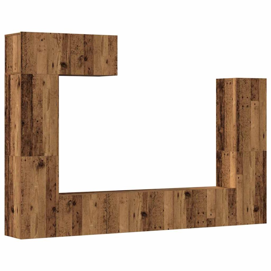 Conjunto de mueble de TV 5 piezas montado la pared madera