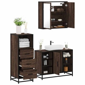 Set de muebles baño 3 pzas madera contrachapada roble