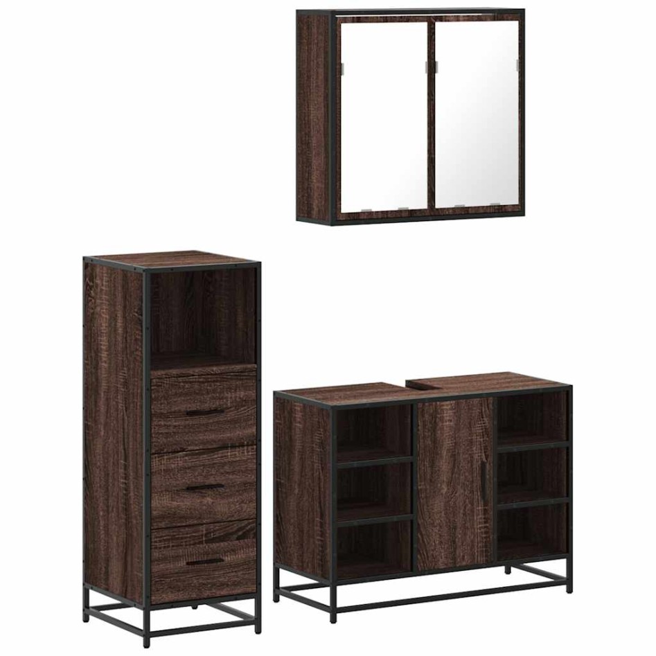 Set de muebles baño 3 pzas madera contrachapada roble