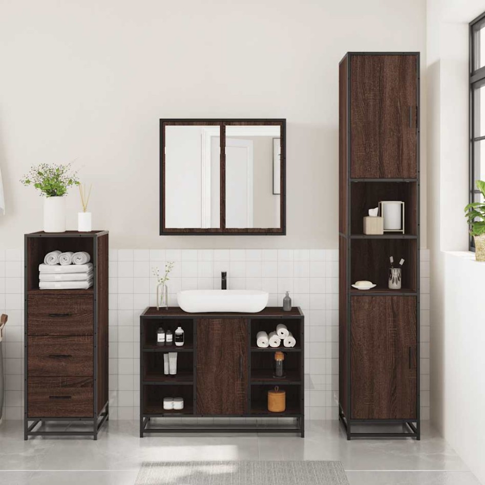 Set de muebles baño 3 pzas madera contrachapada roble