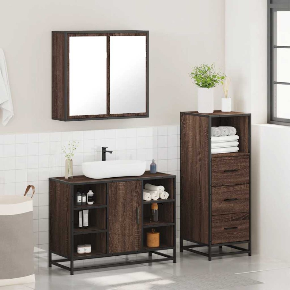 Set de muebles baño 3 pzas madera contrachapada roble