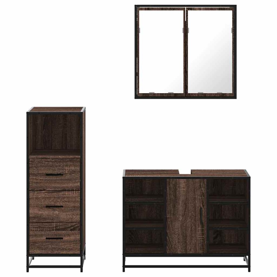 Set de muebles baño 3 pzas madera contrachapada roble