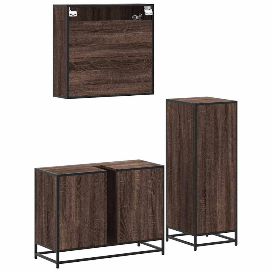 Set de muebles baño 3 pzas madera contrachapada roble