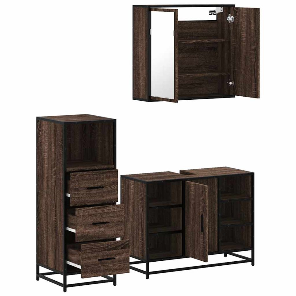 Set de muebles baño 3 pzas madera contrachapada roble