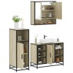 Set de muebles de baño 3 pzas madera contrachapada roble Sonoma