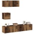 Conjunto de mueble de TV 4 piezas montado la pared madera