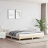 Cama sin colchón tela color crema 160x200