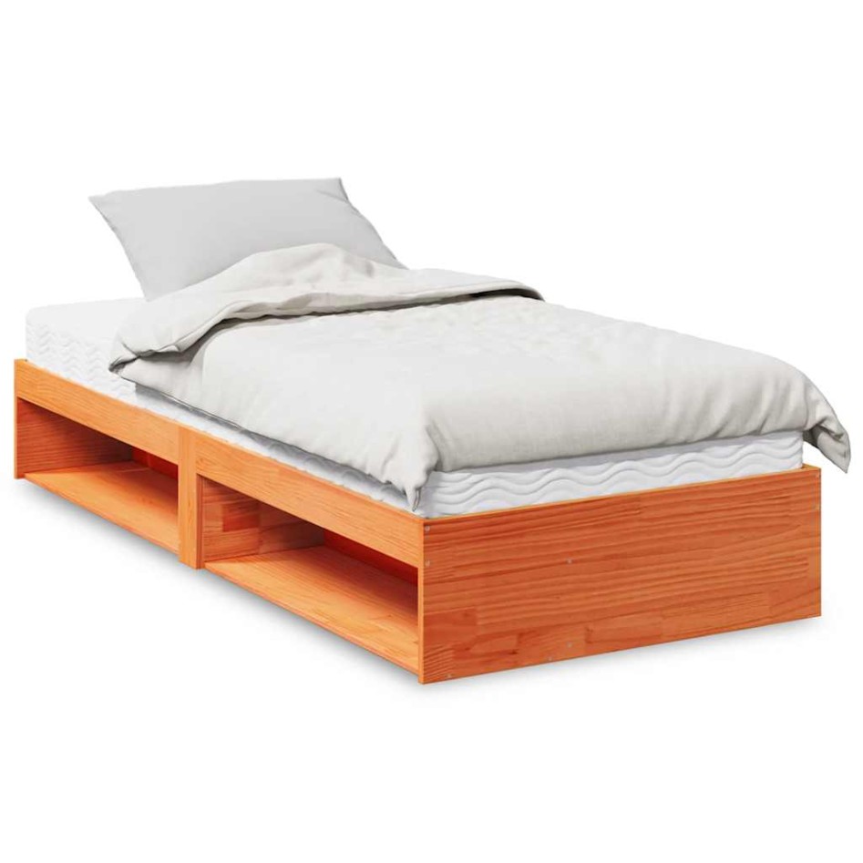 Sofá cama sin colchón madera maciza pino marrón cera 90x190