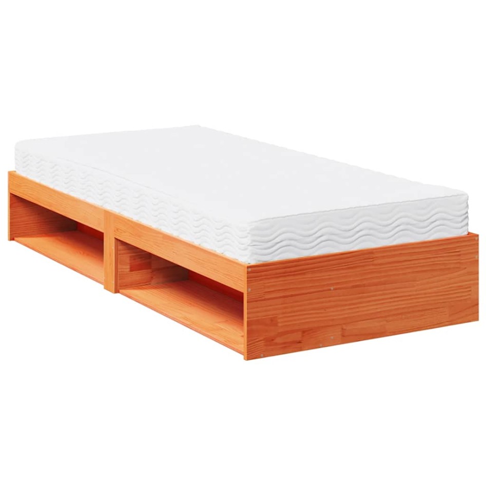 Sofá cama sin colchón madera maciza pino marrón cera 90x190
