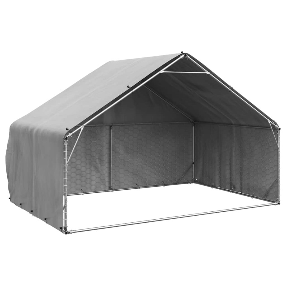 Caseta perros exterior con cubierta 3x2x1,9 m acero
