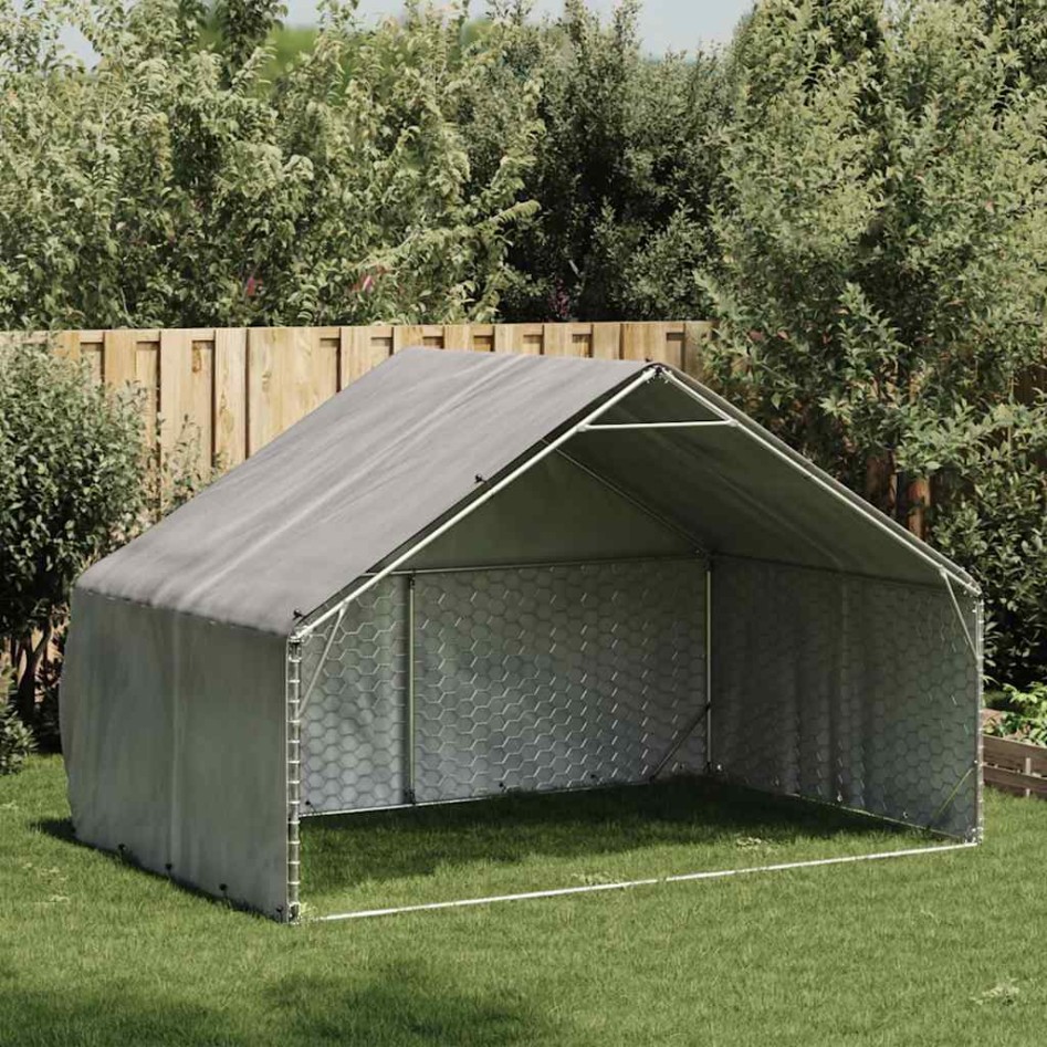 Caseta perros exterior con cubierta 3x2x1,9 m acero