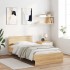 Estructura de cama cabecero luces LED roble Sonoma 100x200